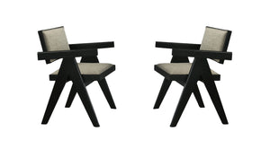English Elm Contemporary Upholstered Dining Arm Chairs Set of 2 with Trestle Base, Foam Cushion, Plank Arms Black 31 L x 22.5 W x 12.5 H B011P286741