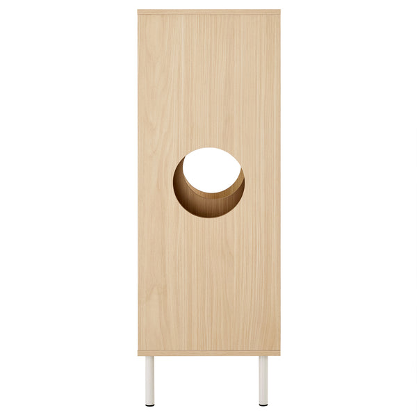 English Elm 2 Modern Cat Tree & Side Cabinet with Litter Box Enclosure, Stylish Wood Bookcase with Hidden Storage, Natural/Grey Elegance N843P254701N