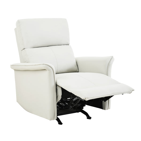 English Elm Manual Rocker Recliner Chair In Soft Pu Leather - Space-Saving Comfort For Nurseries & Living Rooms W1028S00048