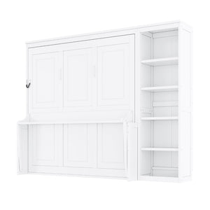 English Elm Queen Size Murphy Bed With Integrated Desk & Bookshelf - Space-Saving Elegance For Modern Living N7090004016K-GIGA