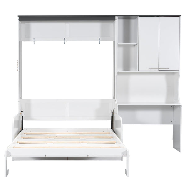 English Elm Multi-Functional Murphy Bed With Sofa, Desk & Storage – Stylish Space-Saving Design For Modern Living N7090000605K