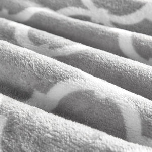 JLA Home Madison Park - Oversized Microlight Plush Throw with Ogee Pattern, Ultra-Lofty Lightweight Comfort, OEKO-TEX Certified Grey MP50-1728