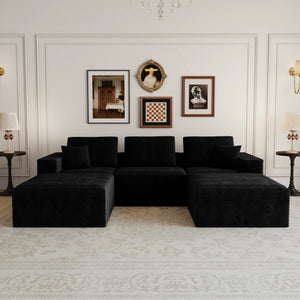 English Elm 106.30*70.87"modular Five Piece Corduroy Sectional Sofa No Assembly Plush Living Room W3819S00137