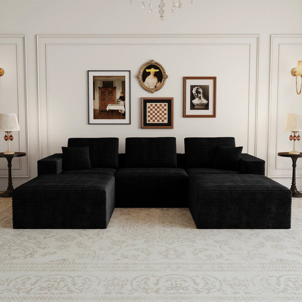 English Elm 106.30*70.87"modular Five Piece Corduroy Sectional Sofa No Assembly Plush Living Room W3819S00137