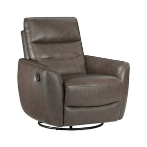 English Elm Luxurious swivel glider recliner chair with top-grain leather, plush foam over coils and sturdy frame Dark Brown 36 L x 30.5 W x 26 H B011P395599