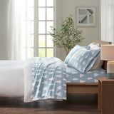 True North by Sleep Philosophy Cozy Flannel Casual Printed Sheet Set TN20-0383 Blue Forest