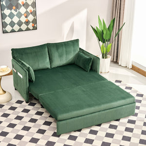 English Elm 55"convertible Corduroy Sofa Bed with Usb Port and Side Pockets for Small Apartments Green W3373P405040
