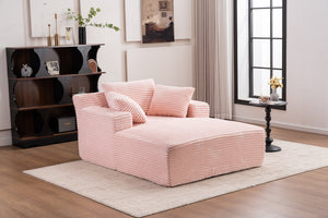 English Elm Oversized Corduroy Chaise Longue Sofa Bed Pink — Deep Seat Sleeper, No Assembly, Modern Lounge Comfort W1752P290577