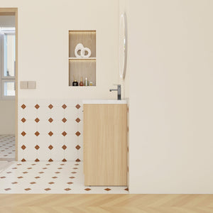 English Elm 36" Floating Bathroom Vanity Light Oak Modular Cabinet with Gel Coat Integrated Sink W3450S00104