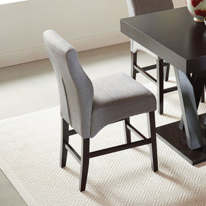 English Elm Camille Grey Upholstered Counter Chair with Ergonomic Curved Back, Plush Foam Seating, Cappuccino Legs B062P333414