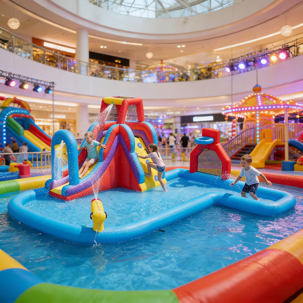 English Elm Inflatable Water Park Backyard Slide Splash Pool Climbing Wall 6 Activity Play T3971P484713
