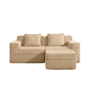 English Elm Modular 2-Seat L-Shape Sectional Sofa In Camel Corduroy – Cloud-Like Comfort With Customization Features W3041S00316