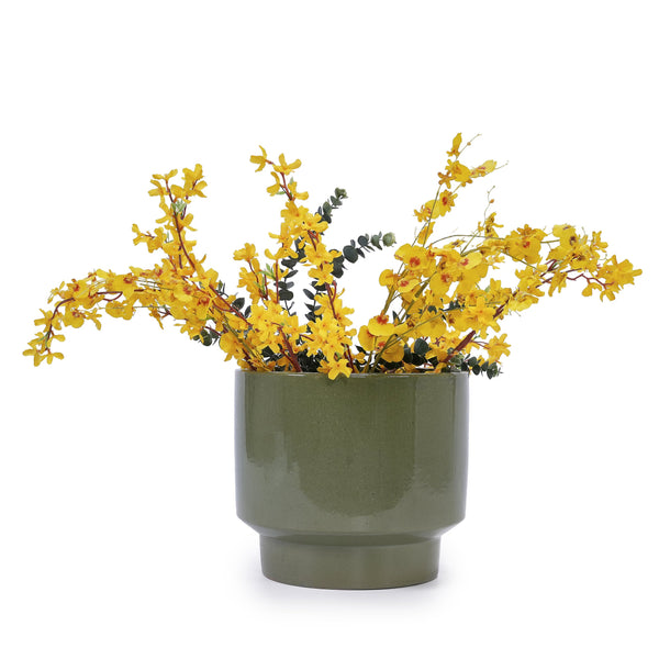 English Elm 3 Pieces Ceramic Flowerpot Set - Handcrafted Antique Light Green Planters For Stylish Spaces W3273P321545