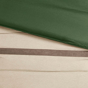 JLA Home Madison Park - 7 Piece Faux Suede Comforter Set Palmer Collection in Green & Beige — Plush Microsuede, Tailored Layered Style, Machine Washable MP10-7490