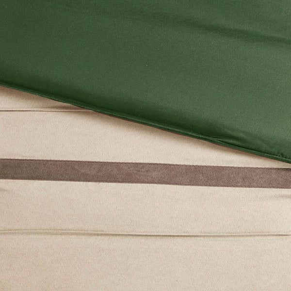 JLA Home Madison Park - 7 Piece Faux Suede Comforter Set Palmer Collection in Green & Beige — Plush Microsuede, Tailored Layered Style, Machine Washable MP10-7490