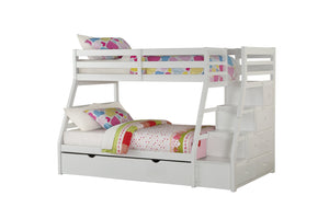 English Elm Jason Twin/Full Bunk Bed with Under-Drawer Storage, Convertible Pine Frame, Safety Guardrail and Ladder White 83 L x 14 W x 5 H B2726S00491