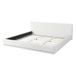 English Elm Soft White Upholstered King Bed with Padded Headboard for Modern Bedroom Comfort N769K420246A