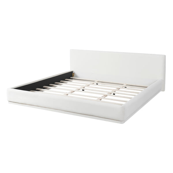 English Elm Soft White Upholstered King Bed with Padded Headboard for Modern Bedroom Comfort N769K420246A