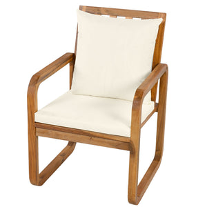 English Elm Outdoor Acacia Wood Dining Set Seats Six with Cushioned Armrest Chairs for Patio Beige,Natural Wood N719Z000200A