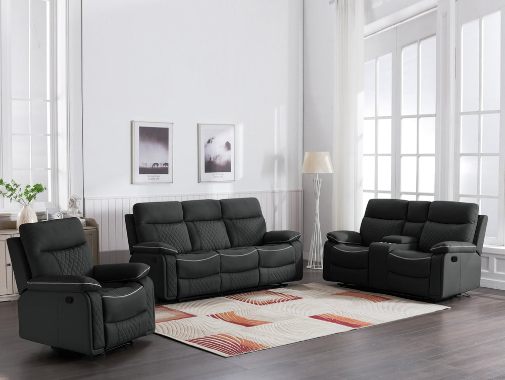 English Elm Sofa, Faux Leather Reclining Contemporary Low Profile for Living Room or Media Space B205P247376
