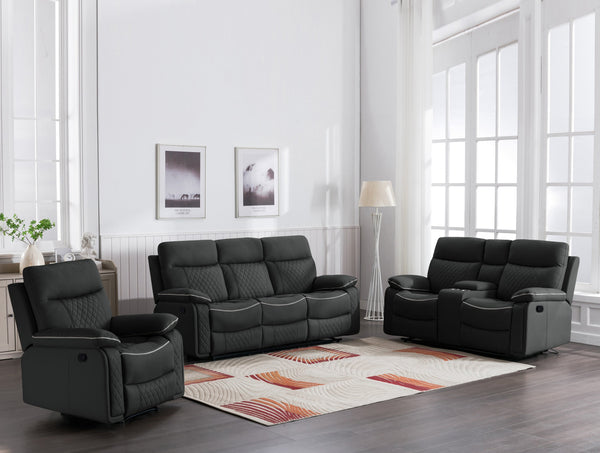 English Elm Sofa, Faux Leather Reclining Contemporary Low Profile for Living Room or Media Space B205P247376