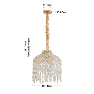 English Elm 16 Inch Gold 5-light Crystal Bead Chandelier Cascading Waterfall Pendant for Dining Rooms W1340P264002