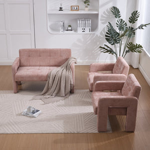 English Elm Nordic Ergonomic Double Armchair Upholstered Chenille Two-Seater Sofa 550lb Capacity Compact Lounge Chair Pink W395P380535