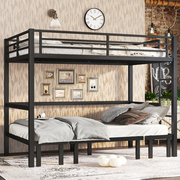 English Elm Twin Xl Solid Pine Loft Bed with Built-in Led Lighting and Storage Shelves W1580S00503