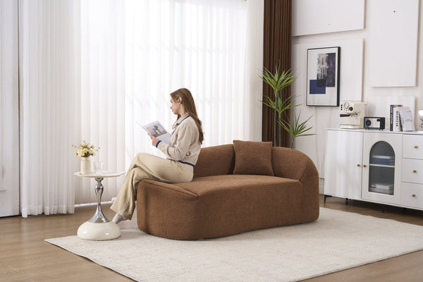English Elm Ly-048 Sculpted Chenille Chaise Lounge Convertible Sleeper Sofa for Modern Living Spaces Caramel W2231P401723