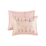 Intelligent Design Raina Modern/Contemporary Metallic Printed Comforter Set ID10-1247 Blush/Gold