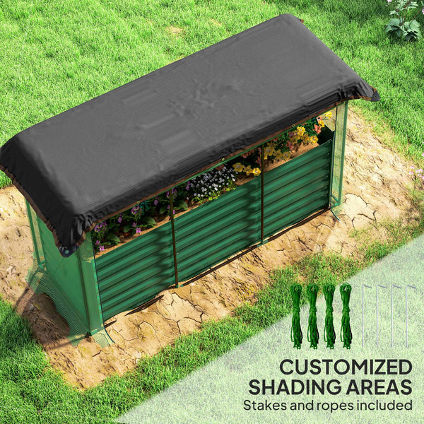 English Elm Galvanized Steel Raised Garden Bed with Hdpe Crop Cage and Shade Cloth Kit T3971P422575