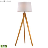 Wooden Tripod 63'' High 1-Light Floor Lamp - Natural - Includes LED Bulb D2469-LED Elk Home