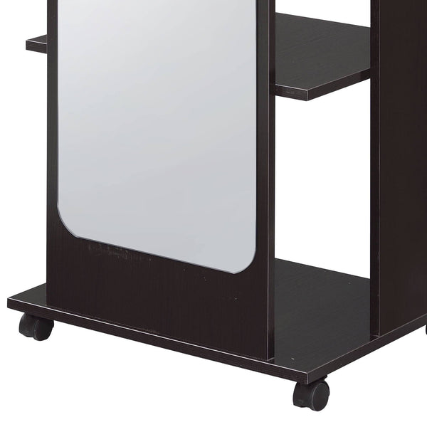 English Elm Kolen Espresso Finish Hall Tree with Full-Length Mirror, Casters, Hooks & Open Storage for Entryway B2726P256278