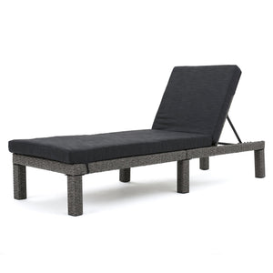 English Elm Christopher Knight Home® - PUERTA KD Chaise Lounge - Black PE Rattan with Iron Frame, Water-Repellent Cushions, All-Season Relaxation 61190.00MBK