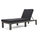 Christopher Knight Home® - Noble House - Puerta Outdoor Mixed Black Wicker Chaise Lounge With Dark Grey Water Resistant Cushion