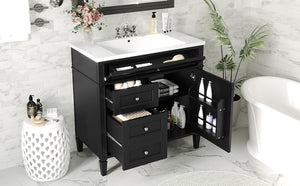 English Elm 36'' Modern Bathroom Vanity With Resin Sink, Storage Cabinet & Tip-Out Drawer For Stylish Organization SW000119AAB-2