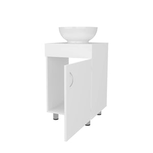 English Elm White Compact Bathroom Vanity With Integrated Vessel Sink – Stylish Storage For Small Spaces B062P303928-GIGA