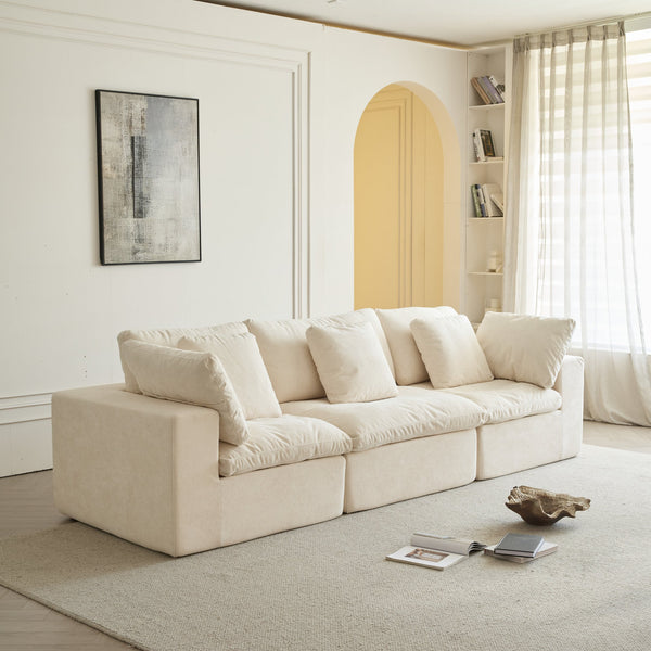English Elm H-022-not Sherpa Armless Modular Sofa Seat High Density Foam Flexible Living Room Unit W3622P346258