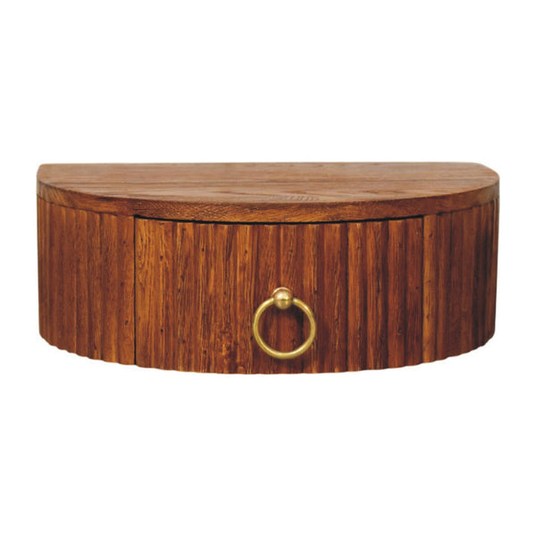 English Elm Artisan Solid Oak Wall Mounted Floating Nightstand with Ring Pull Handcrafted Finish B182P442344