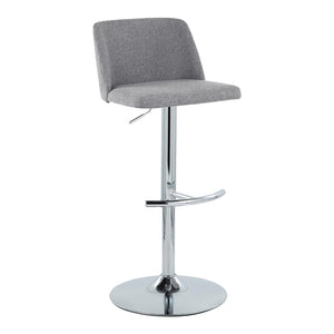 English Elm Toriano Adjustable Barstool Set Of 2 In Grey Fabric With Chrome Base - Modern Style & Comfort! B202S01042-GIGA