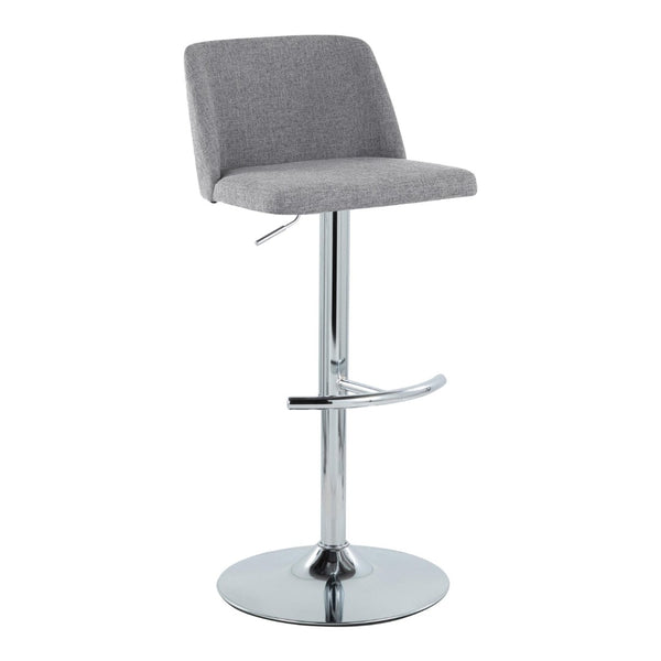 English Elm Toriano Adjustable Barstool Set Of 2 In Grey Fabric With Chrome Base - Modern Style & Comfort! B202S01042-GIGA