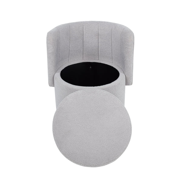 English Elm 360 Swivel Bouclé Sofa Chair with Hidden Storage Compartment, Ergonomic Plush Cushioning for Cozy Living Spaces Gray 28.75 L x 28 W x 20.5 H W1716P196474