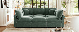 English Elm Swivel Barrel Accent Chair Chenille Tufted Round Club Seat for Living Room Lounge Green N719S002300F