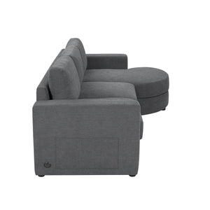 English Elm Modern L-Shaped Sectional Sofa With Curved Chaise, Usb Ports & Storage, Soft Chenille, Grey Finish N719S002170E