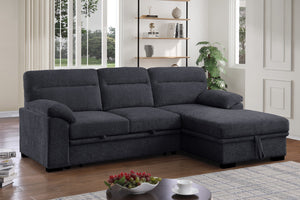 English Elm Kipriano Chenille Sleeper Sectional with Chaise Usb Charging and Hidden Storage B2749S00260