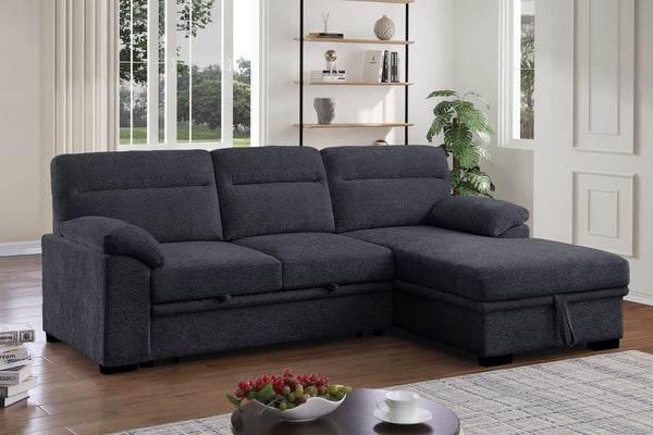 English Elm Kipriano Chenille Sleeper Sectional with Chaise Usb Charging and Hidden Storage B2749S00260