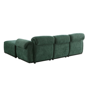 English Elm 102 Inch Linen Modular Sectional Sofa with Hidden Storage and Cloud Cushion Comfort Green W1099S00198