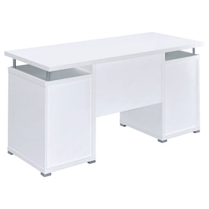 English Elm Rochelle White Desk with Adjustable Keyboard Tray, 2 Drawers & Cabinet — Stylish Organized Workspace B062P333428