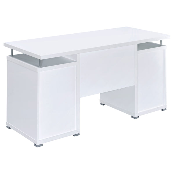 English Elm Rochelle White Desk with Adjustable Keyboard Tray, 2 Drawers & Cabinet — Stylish Organized Workspace B062P333428