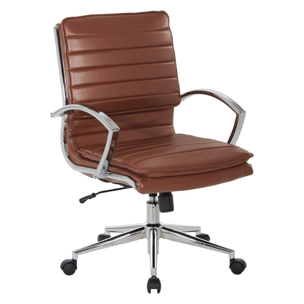 OSP Home Furnishings Mid Back Faux Leather Manager Chair with Lumbar Support and Pneumatic Height Adjust SPX23591C-U41